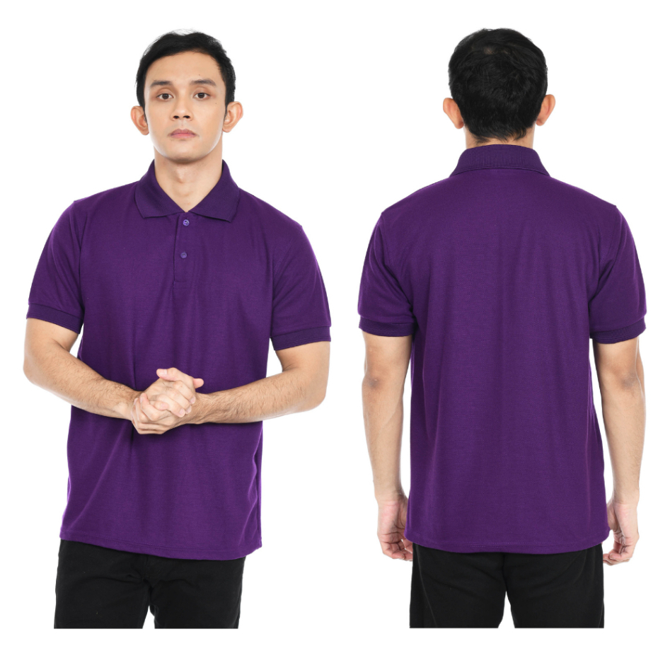 Losalo20 -  Kaos Polo Pria Kerah Polos Warna UNGU TUA