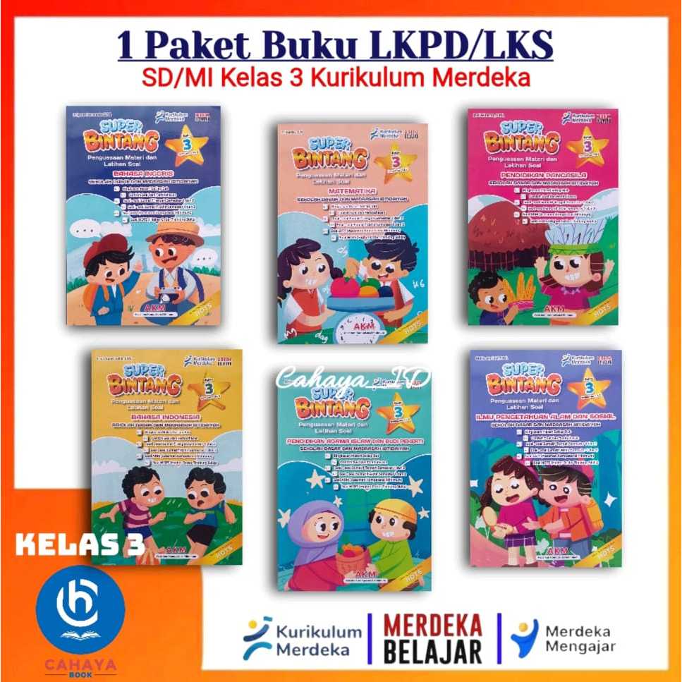 Super Bintang Paket Isi 6 Buku Lengkap Buku LKPD/LKS Kelas 3 SD/MI Kurikulum Merdeka + Kunci Jawaban