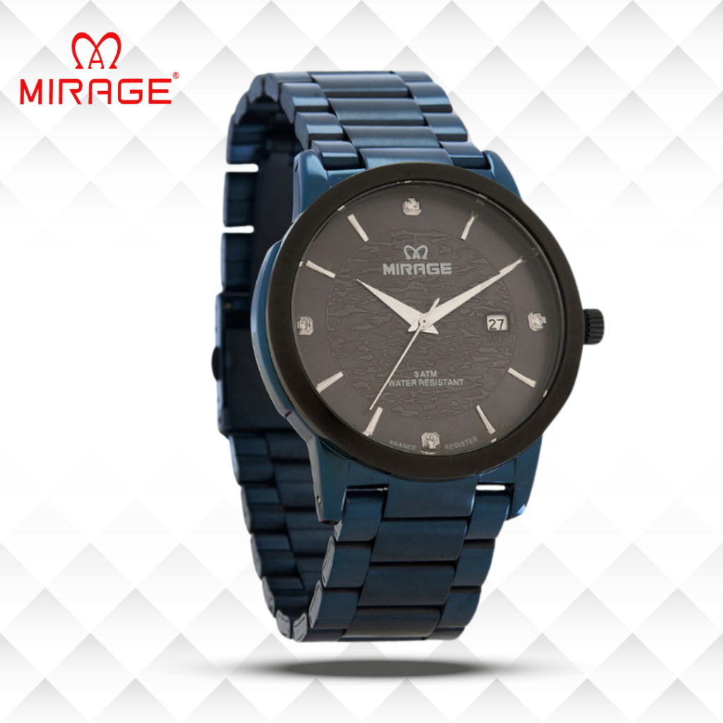 Mirage Jam Tangan Pria Analog 8809 M Navy Original Stainless