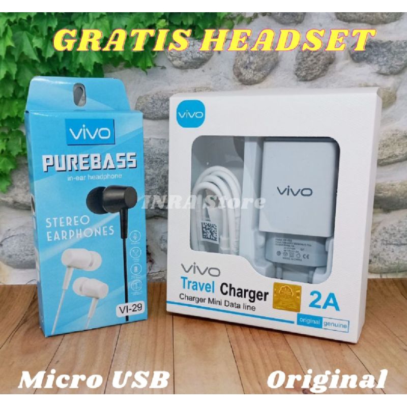 GRATIS HEADSET! Charger VIVO ORIGINAL Micro USB Casan VIVO Y11, Y12, Y12S, Y53, Y55, Y71, Y81, Y83, 