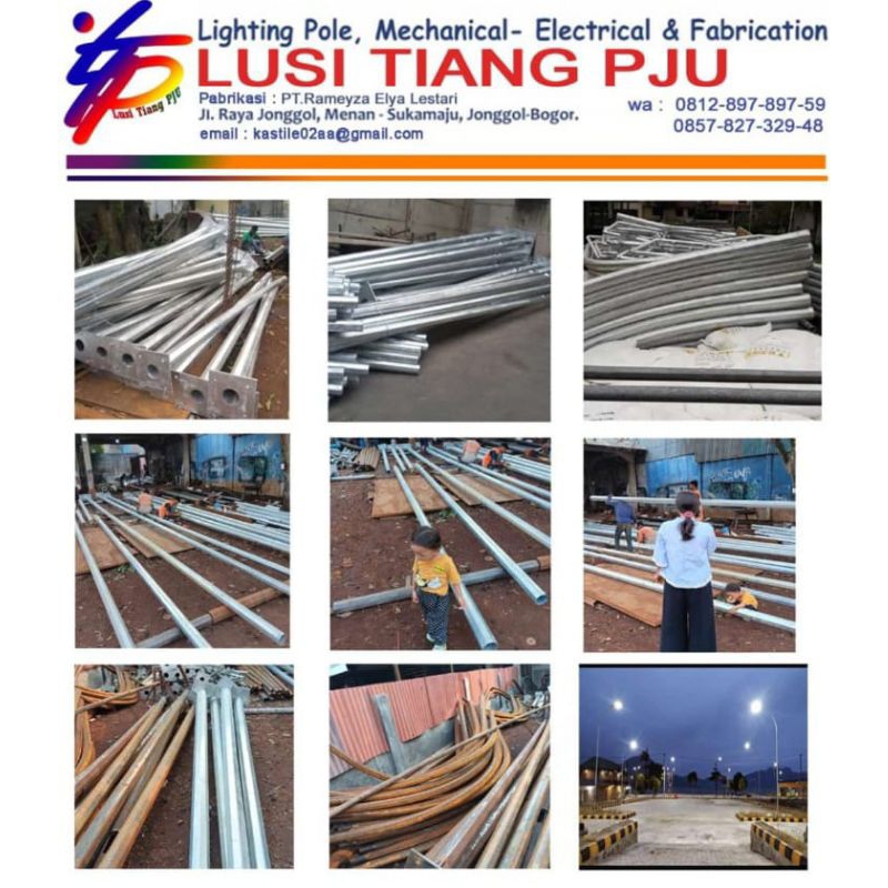 lusi tiang PJU, produksi tiang PJU harga murah