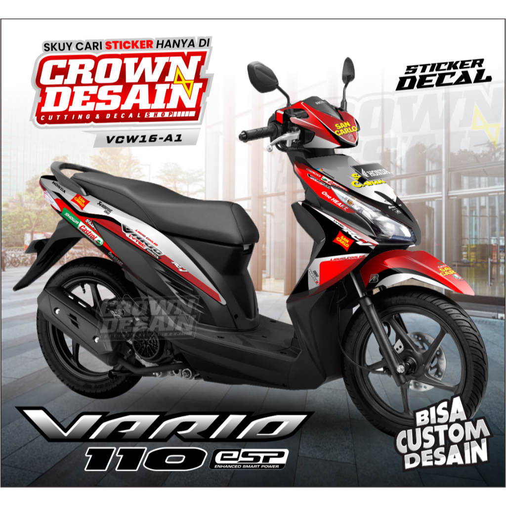 DECAL STICKER - Stiker Decal Vario Fi 110 Fullbody Merah Variasi Dekal Motor - Stiker VARIO Fi