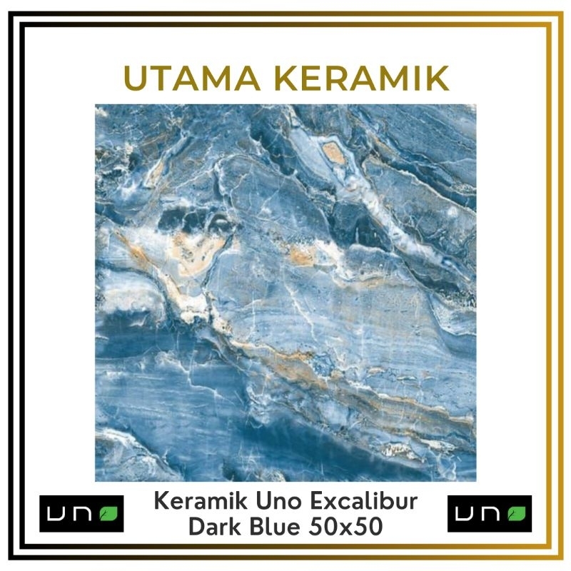 Keramik uno 50x50 excalibur dark blue kw 1 - Keramik lantai biru marble