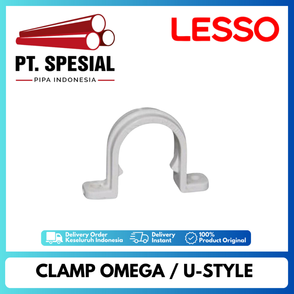 U Style Klem Conduit LESSO 20mm 1/2 Penjepit Pipa Listrik Clamp Pipa Elektrik Clamp Conduit