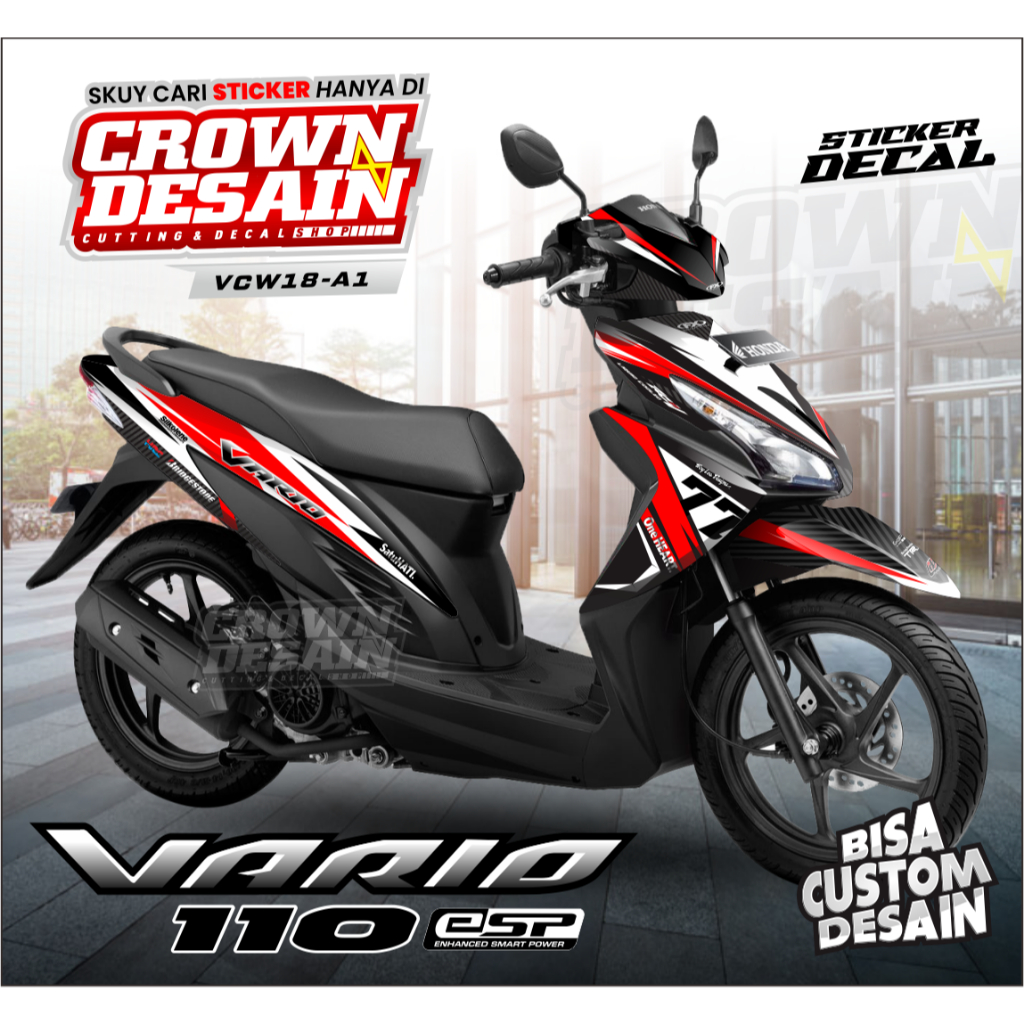 Decal Striping Motor Vario 110 Fi Fullbody Red Variasi - Stiker Decal Vario Fi 110 - Sticker Vario