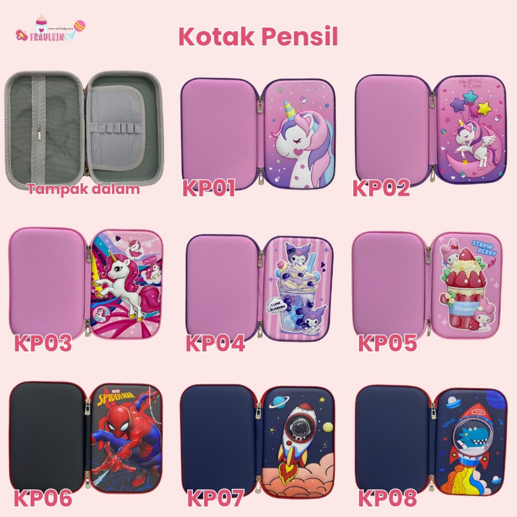 

HJK *FRAULEINCO* GROSIR Pencil Case / kotak pensil EMBOSS 6D Unicorn, Lol, Frozen, Batman, Spiderman