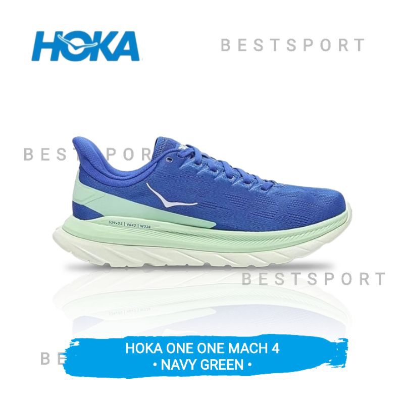Sepatu Lari Hoka Mach 4 Mens Road Running Shoes - Navy Green