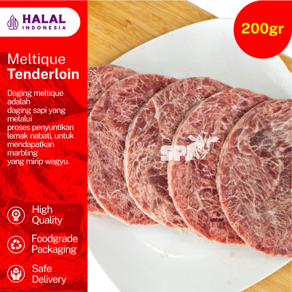 

Daging sapi premium Meltique Tenderloin daging frozen daging import berkualitas 200 gram