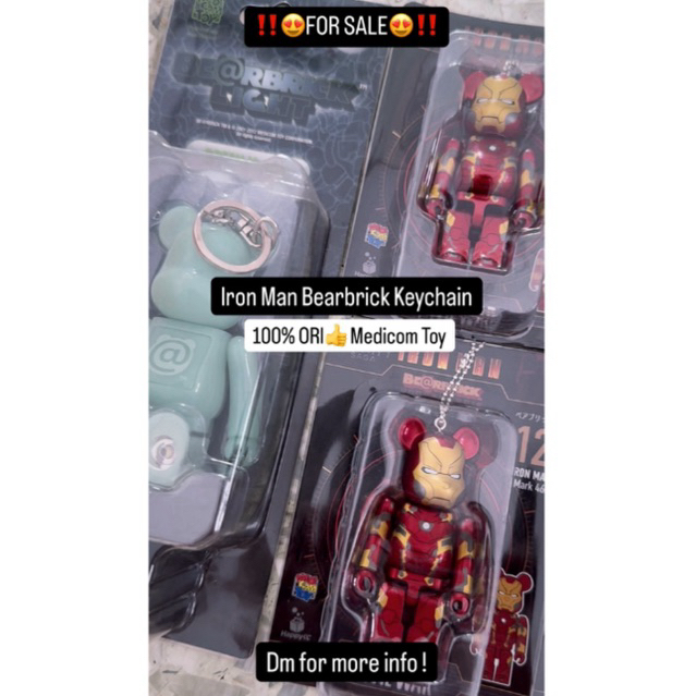 Bearbrick Iron Man Keychain 100% Ori bearbrick medicom