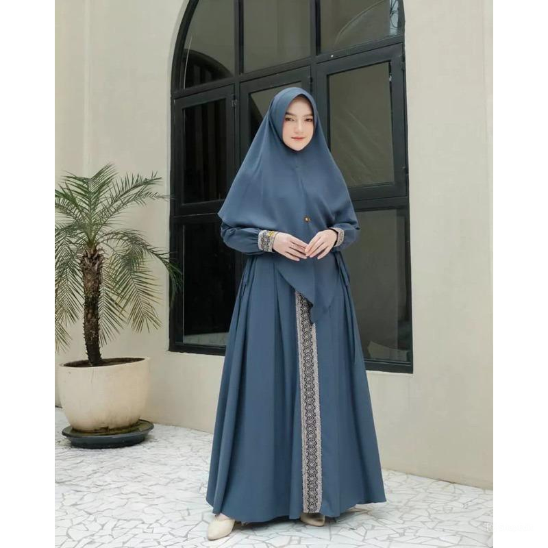 Gamis Syari Kanaya Set Khimar Wanita Dewasa Jumbo Busui Frendly Terbaru