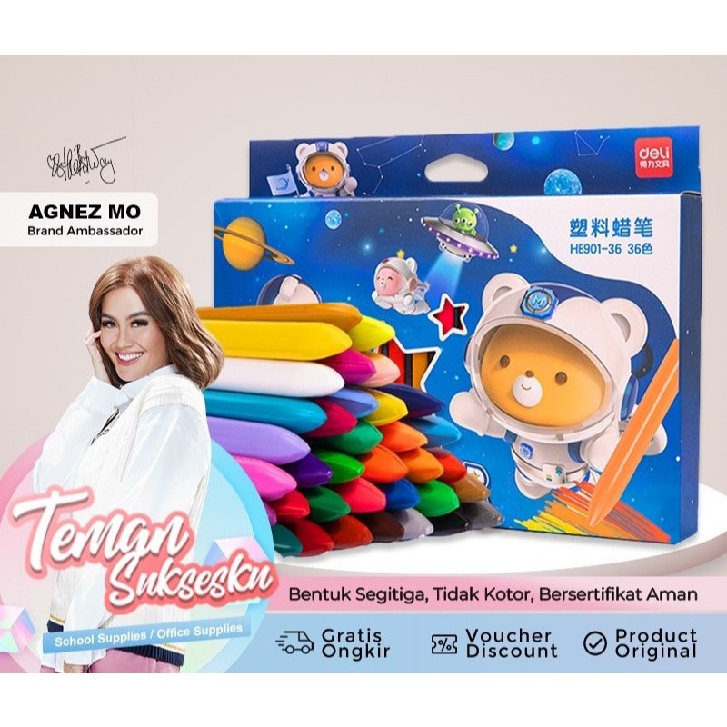 

Deli Krayon Plastik / Plastic Crayon 12 pcs Tidak Mengotori Tangan Ergonomis Tidak Beracun [Deli HE901-12]