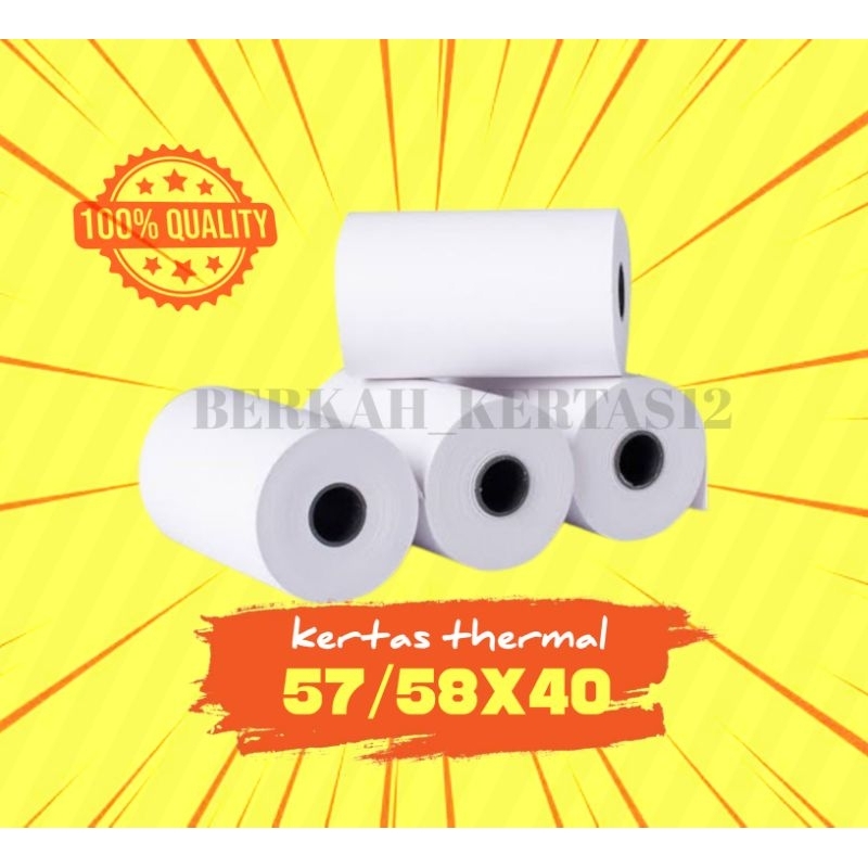 

10 ROLL KERTAS STRUK THERMAL 57/58x40 EDC THERMAL PRINTER MINI BLUETOOTH 57/58 MM