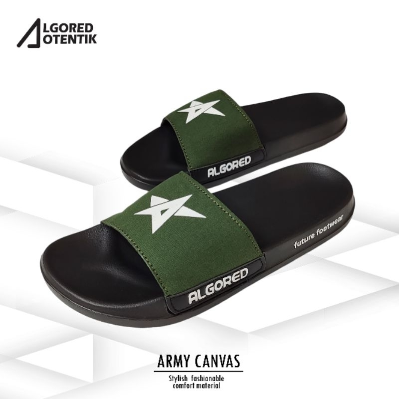 Algored Sandal Slide kain Kanvas Rainbow motip sandal slippers selip one sandal Slop pria