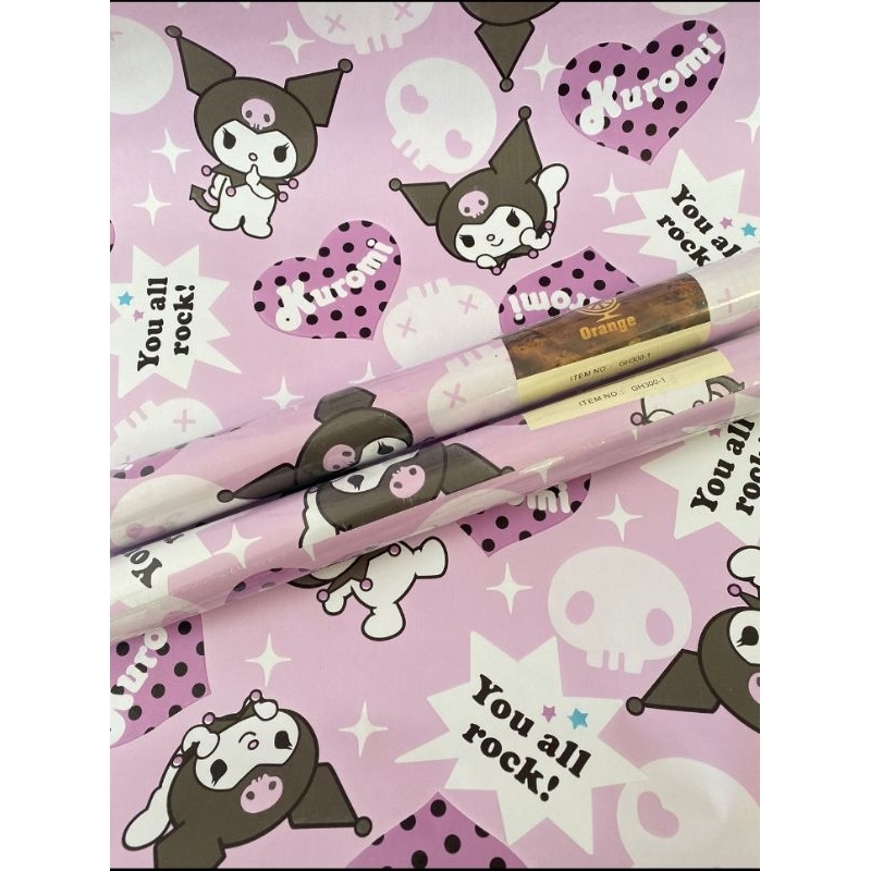 Wallpaper sticker dinding karakter Kuromi gh300-1 ukuran 45cmx 10m 3d foam wallpaper premium pvc lis