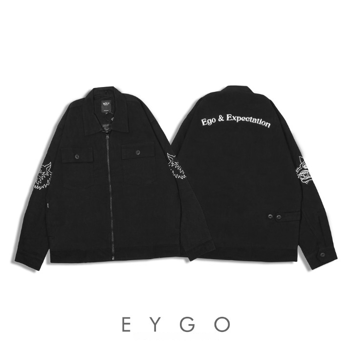 Work Jacket - Jacket Work Unisex Bordir Art Black Eygo