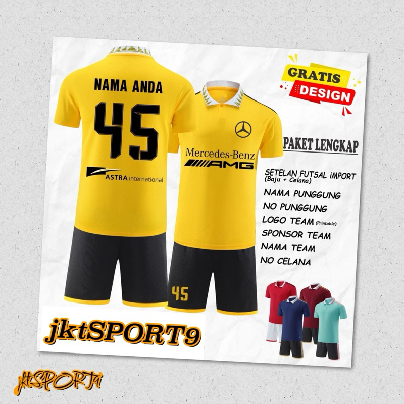 SETELAN JERSEY FUTSAL D.A. KERAH KANCING POLOS MNTED M-XL 2024 JKTSPORT9 / BAJU FUTSAL IMPORT GRADE 