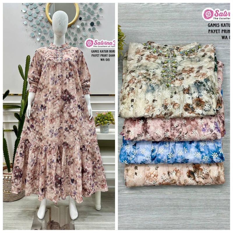 Gamis ori salvina ys uk xl xxl / gamis katun fariasi payet ori salvina ys