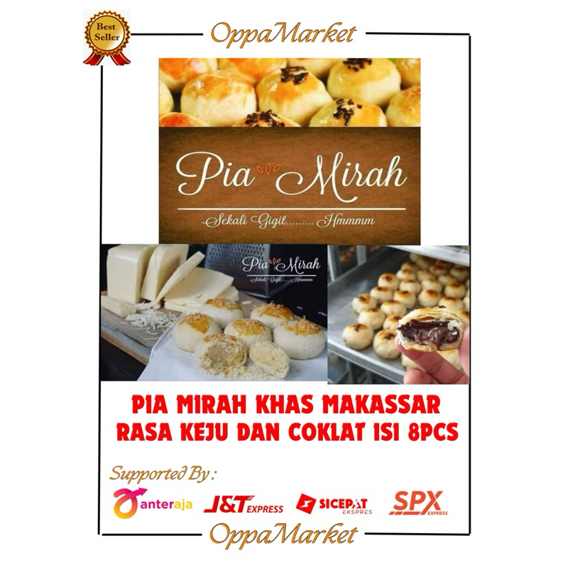 

PIA MIRAH OLEH-OLEH KHAS MAKASSAR RASA KEJU DAN COKLAT ISI 8PCS