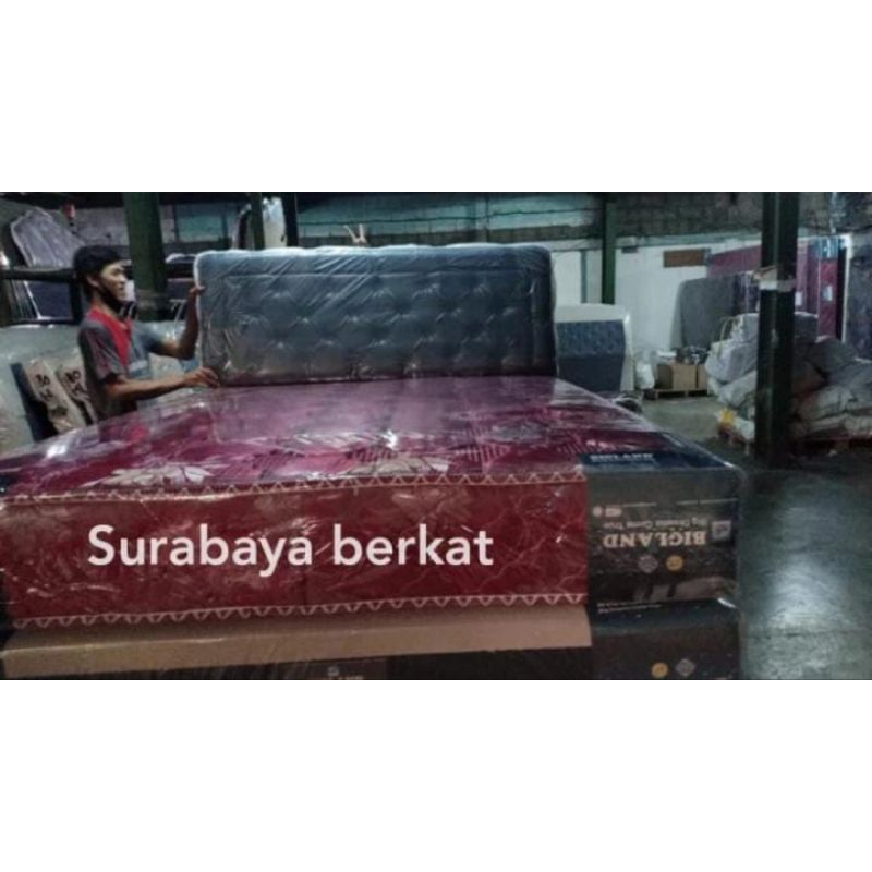 spring bed set bigland deluxe reguler( kasur dipan dan sandaran)