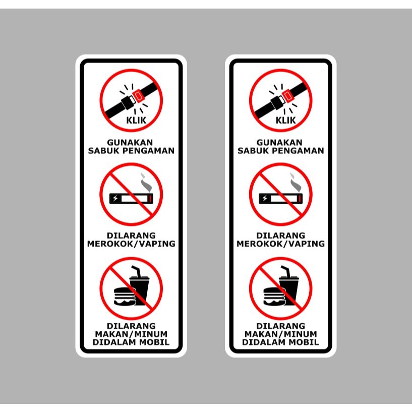 

Stiker Himbauan Didalam Kendaraan Gunakan Sabuk Pengaman Dilarang Merokok