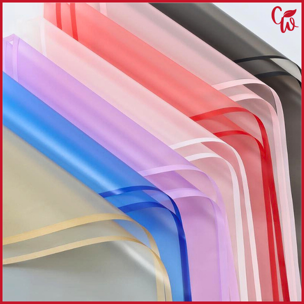 

20 Lembar Flower Wrapping Transparent Color Frame Cellophane Kertas Buket Bunga List Warna Ecer KB05