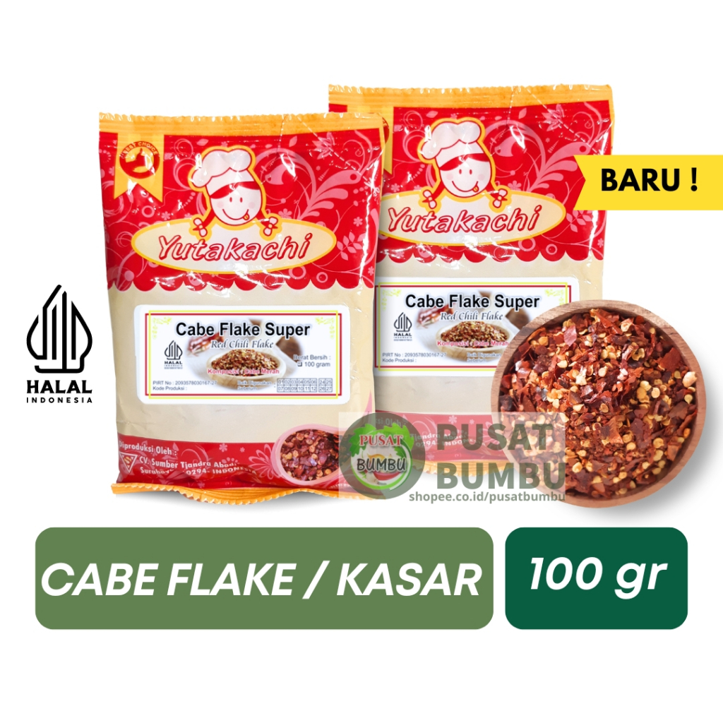 

Cabe Flake 100 gram Yutakachi / Cabe Bubuk Kasar / Chili Flakes / Pusat Bumbu