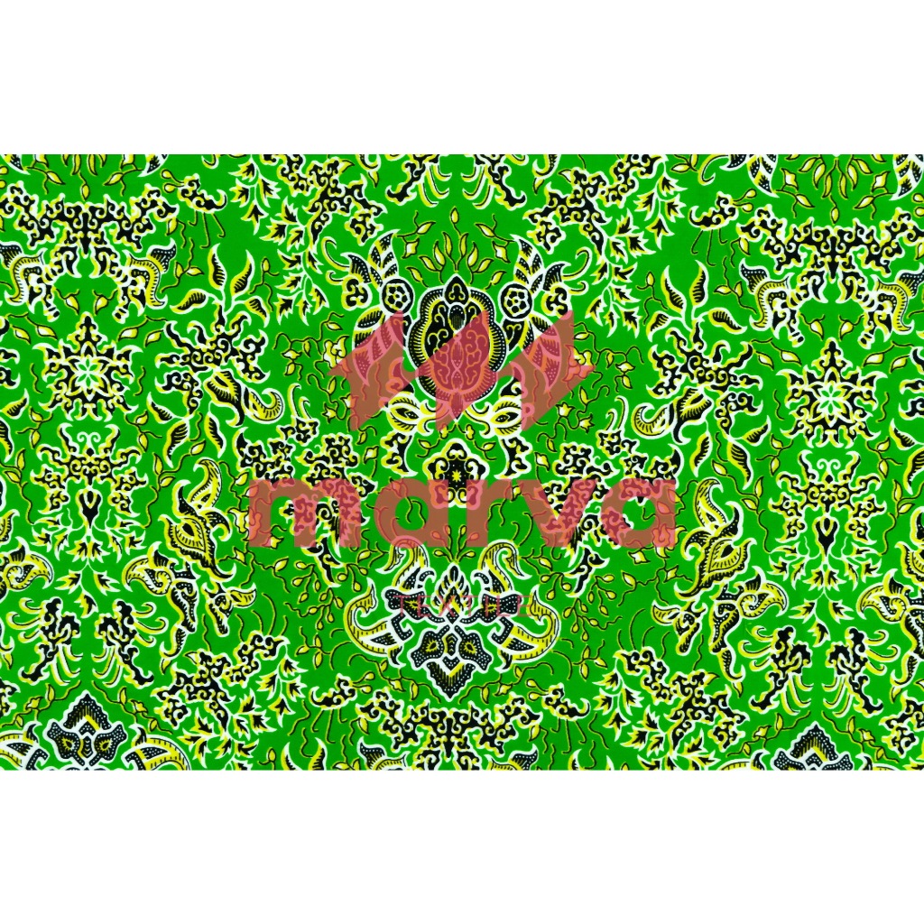 Kain Batik Meteran Premium Bahan 100% katun motif bunga abstrak warna hijau by Marva textile