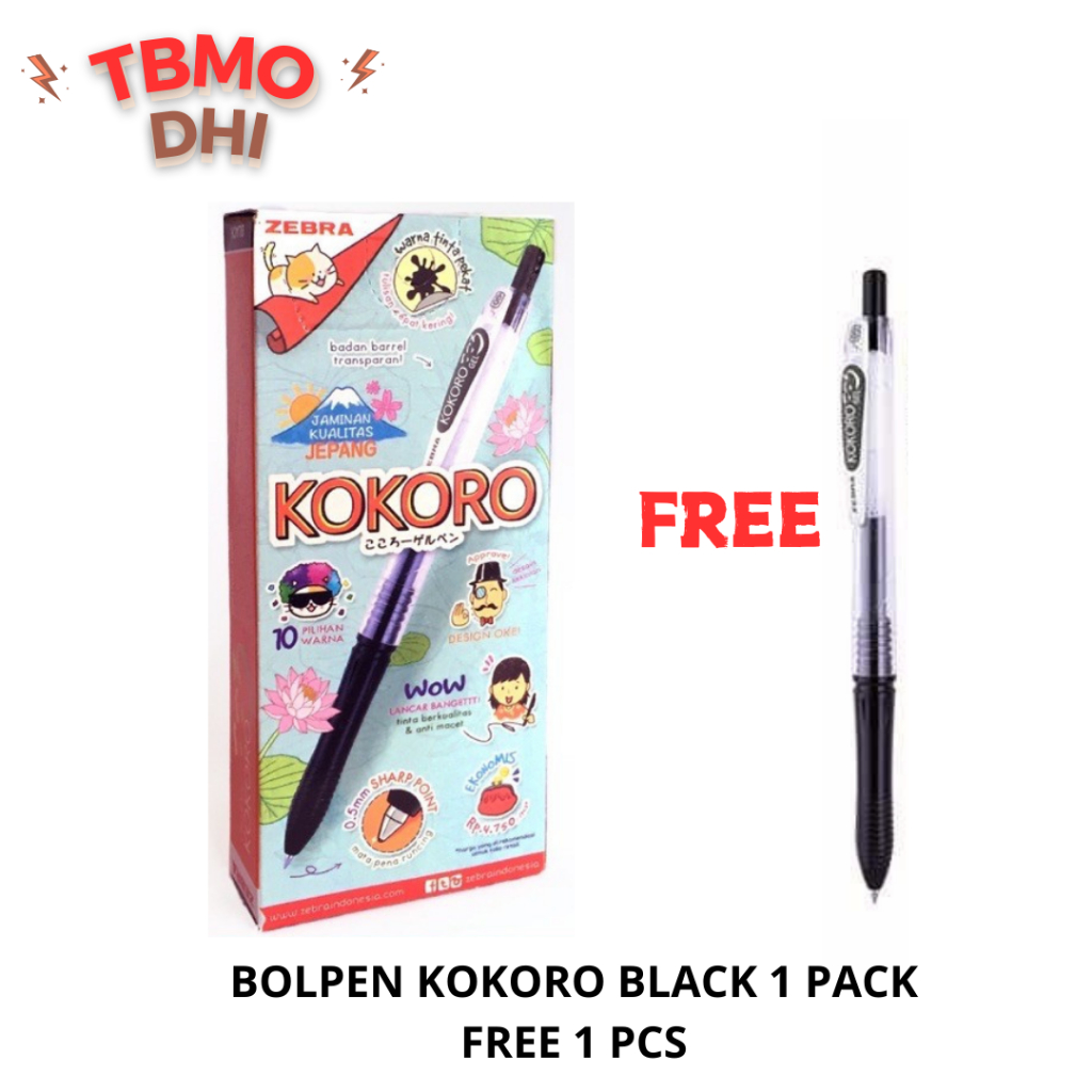 

PROMOO 12 Pcs Free 1 Pcs Zebra Pulpen Gel KOKORO 0.5mm Black / Pulpen Gel Kokoro Zebra Colours - 0.5 mm 1 lusin