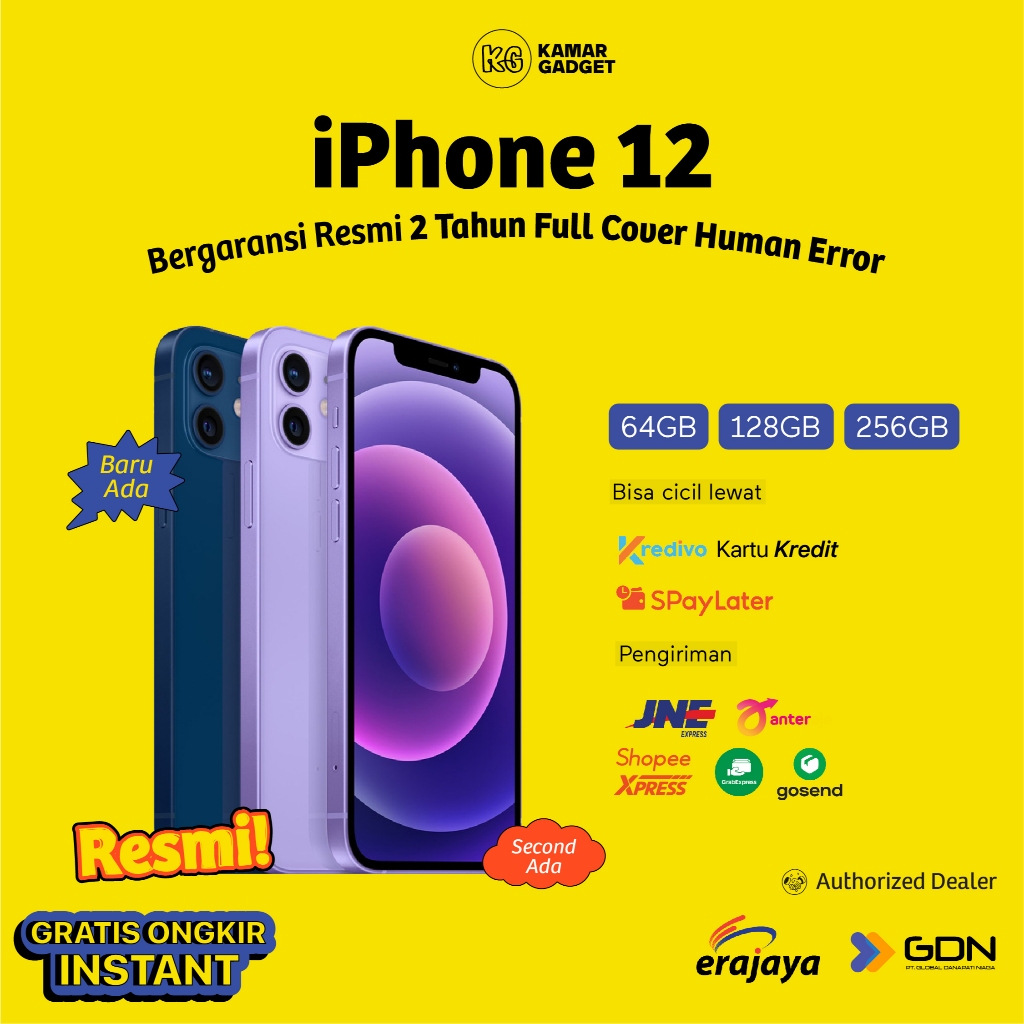 iPhone 12 Second Seken iBox | New Baru Garansi Resmi 64GB 128GB 256GB Midnight Starlight Green Blue 