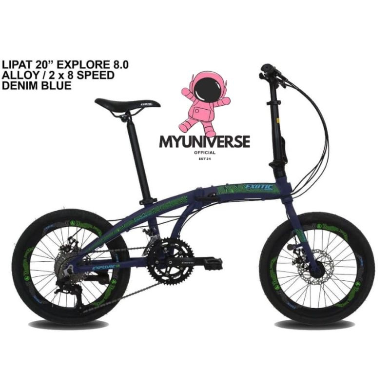 SEPEDA LIPAT EXOTIC EXPLORE 8.0 FRAME ALLOY 16" INCH 2X8SP SPEED MURAH