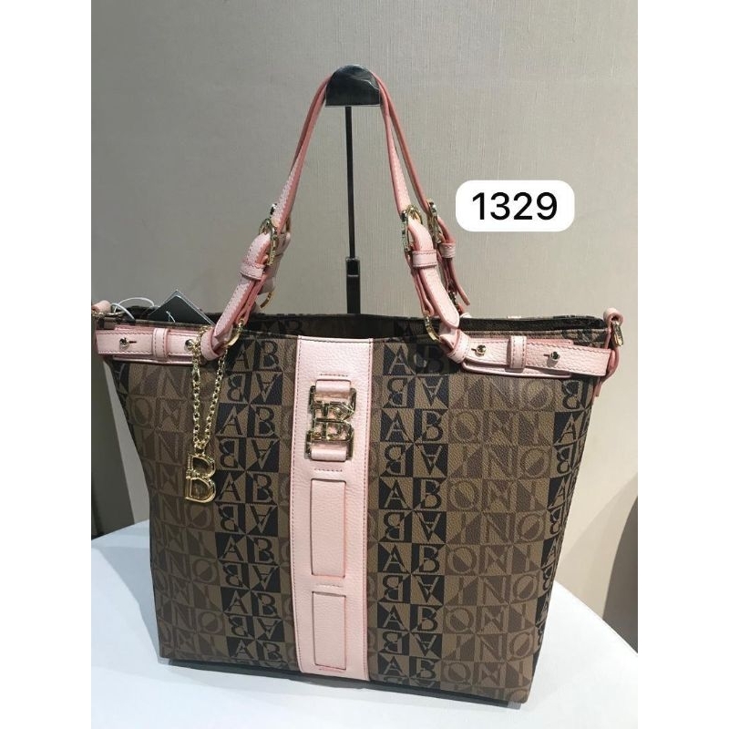 Bonia Original Monogram tote gradasi size L list pink SALE
