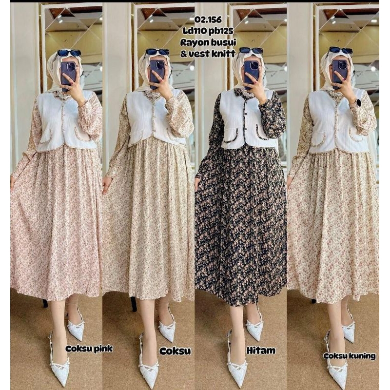 RIYANA DRESS FLOWERS RAYON MIX KENIT