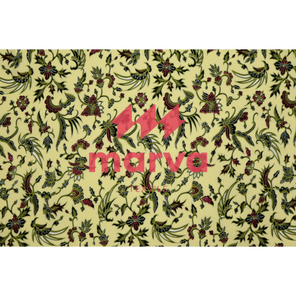 Kain Batik Meteran Premium Bahan 100% katun motif bunga by Marva textile