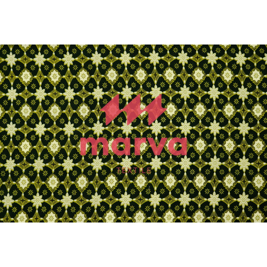 Kain Batik Meteran Premium Bahan 100% katun motif truntum hijau by Marva textile