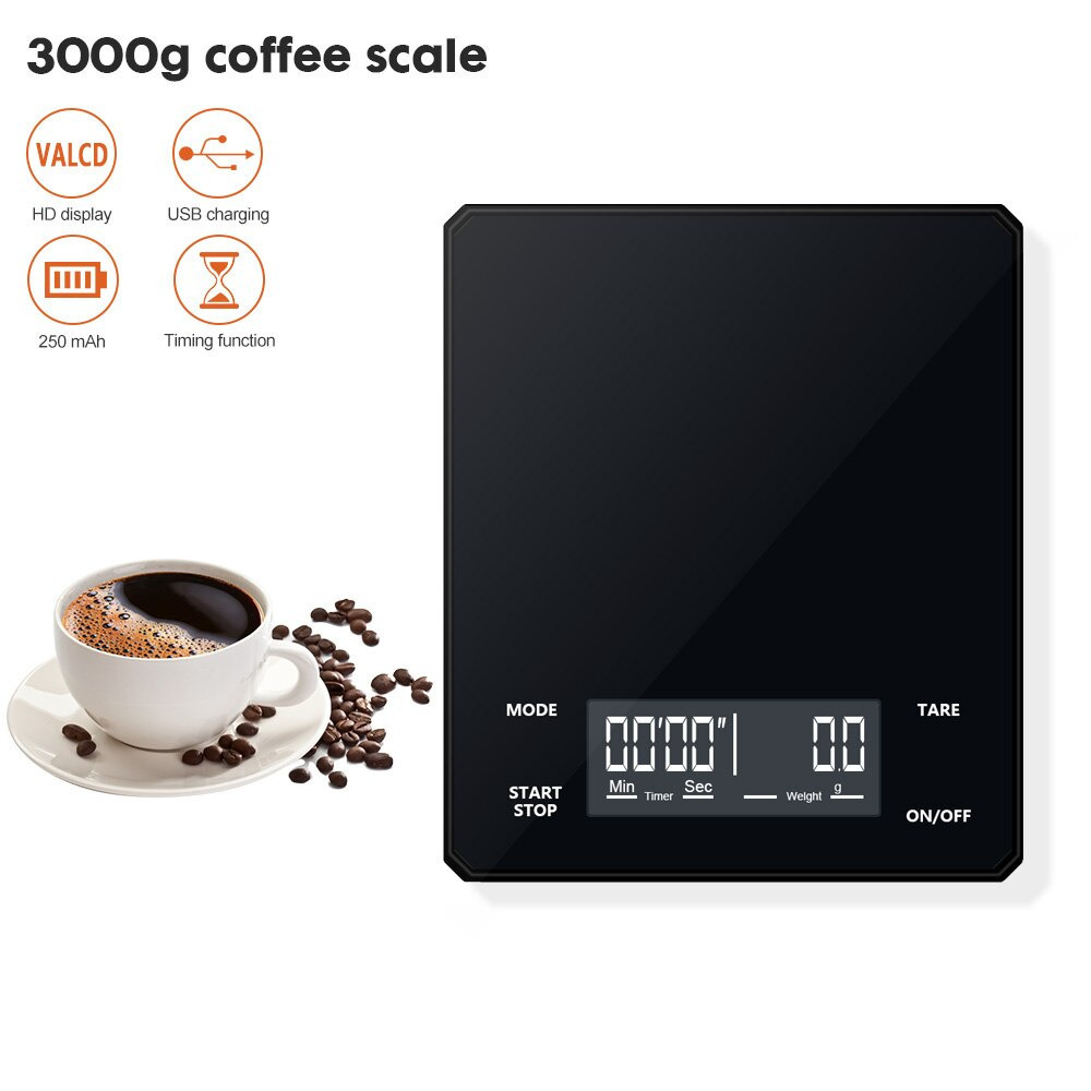 TIMBANGAN KOPI DIGITAL TIMER TIMBANGAN DAPUR COFFE SCALE 3KG 0.1GRAM BK01 BLACK