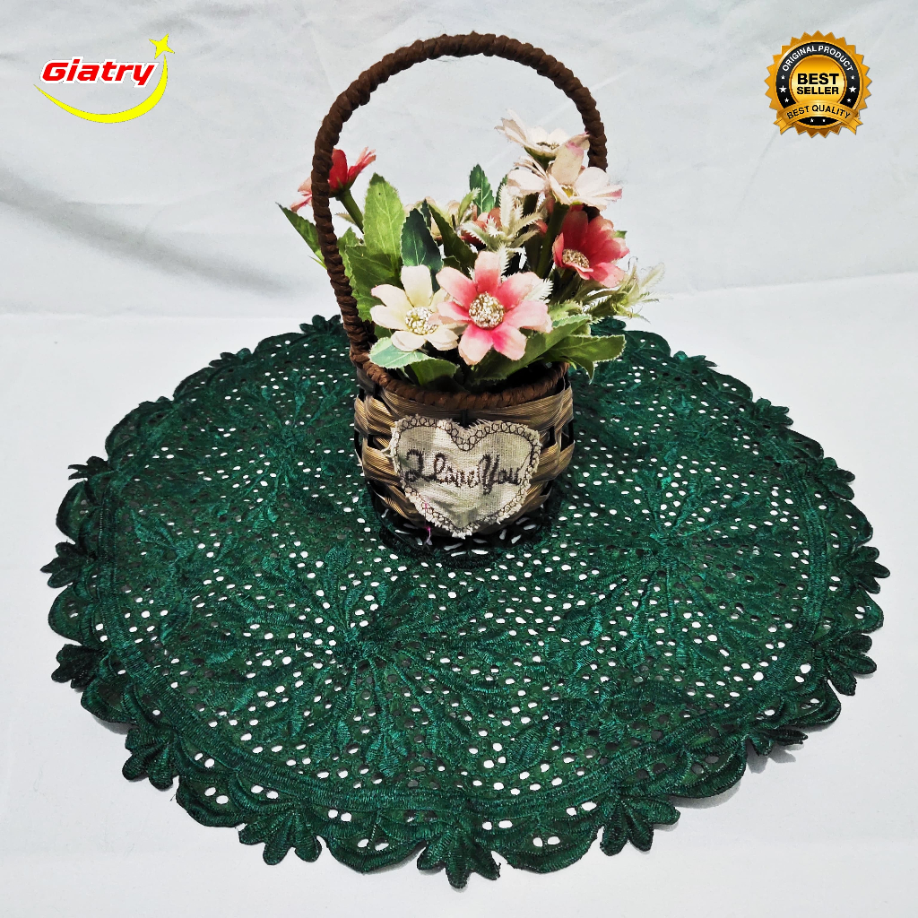 Discount Taplak Meja Tamu Bulat Kecil Bordir/Taplak Meja Sudut/Taplak Vas Bunga/Taplak Meja Rias