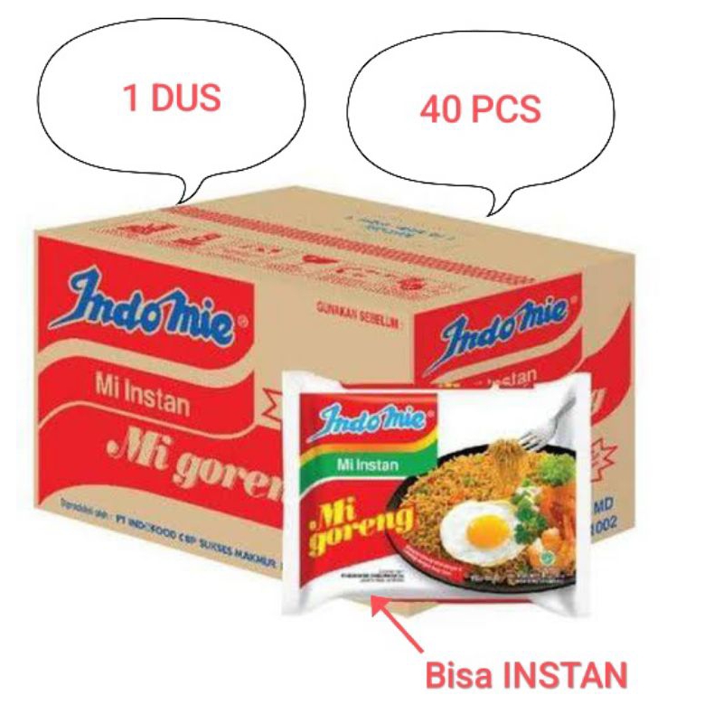 

INDOFOOD INDOMIE MIE GORENG. ISI 40 PCS/ 1DUS. ASLI SUMATRA