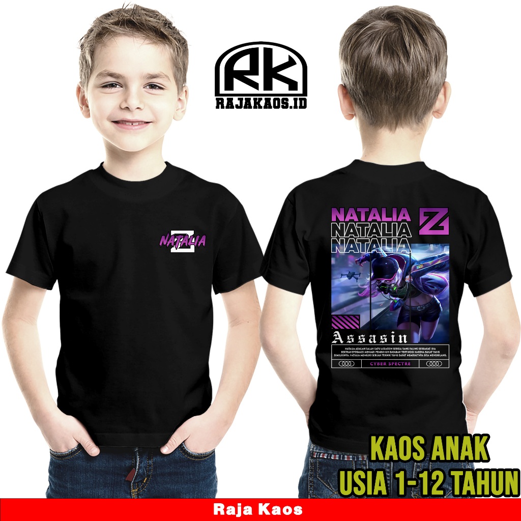 KAOS ANAK MOBILE LEGEND NATALIA CYBER SPECTRE - KAOS NATALIA ASSASIN - KAOS NYAMAN DAN ADEM UNISEX