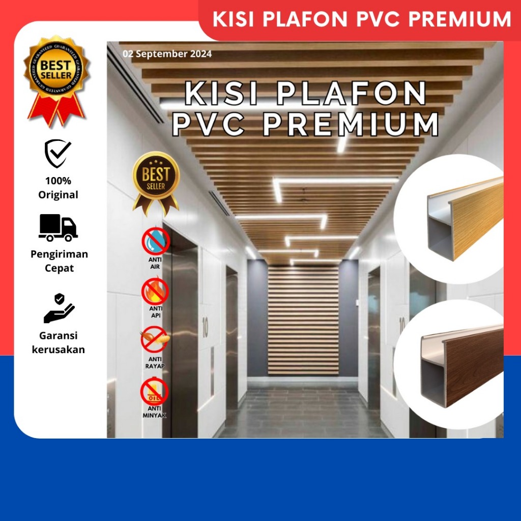 Kisi Kisi Plafon PVC | Plafon PVC | WPC Bar Ceiling | plafond PVC motif kayu | Plafond WPC
