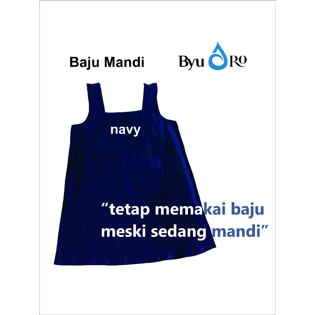 BYURO BAJU MANDI NAVY / pakaian basahan mandi / pakaian mandi wanita / perlengkapan mandi / bahan Ab