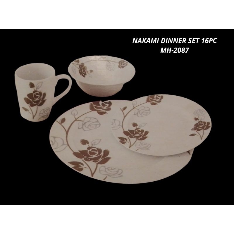 NAKAMI Dinner set 16pc MH-2087 Piring Makan Besar Soup Plate Manggkok Mug