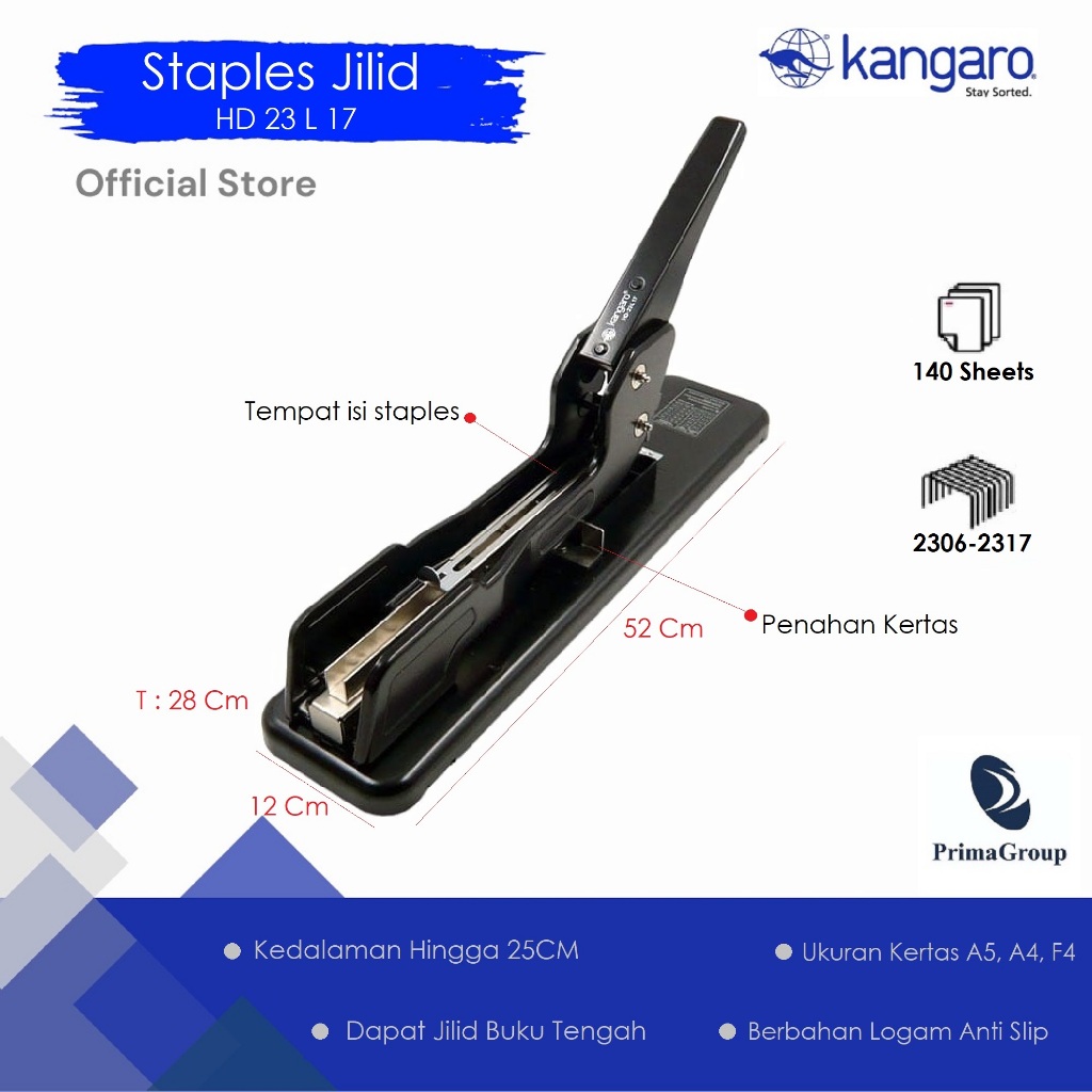 

Stapler Jilid / Hekter / Alat Stapler Besar HD 23L17 Kangaro Sejenis MAX HD 12-L/17