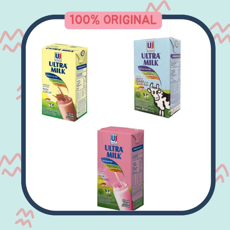 

ultra Milk 125 ml Full cream coklat stroberi isi 10