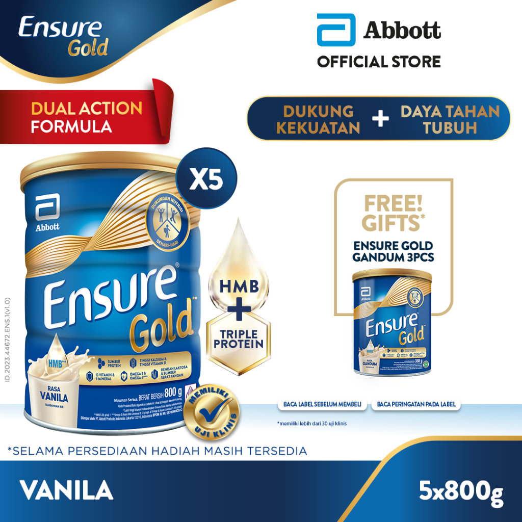 

[BUY 5 GET 3] Ensure Gold HMB Vanila 800 g - Nutrisi Dewasa Rendah Laktosa