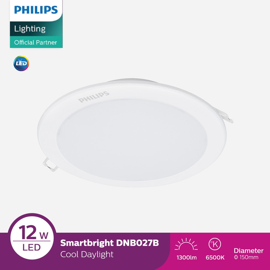 PHILIPS DN027B 12w 12Watt  Lampu Tanam Plafon G3 D150 Led Downlight Cahaya Putih 6500k