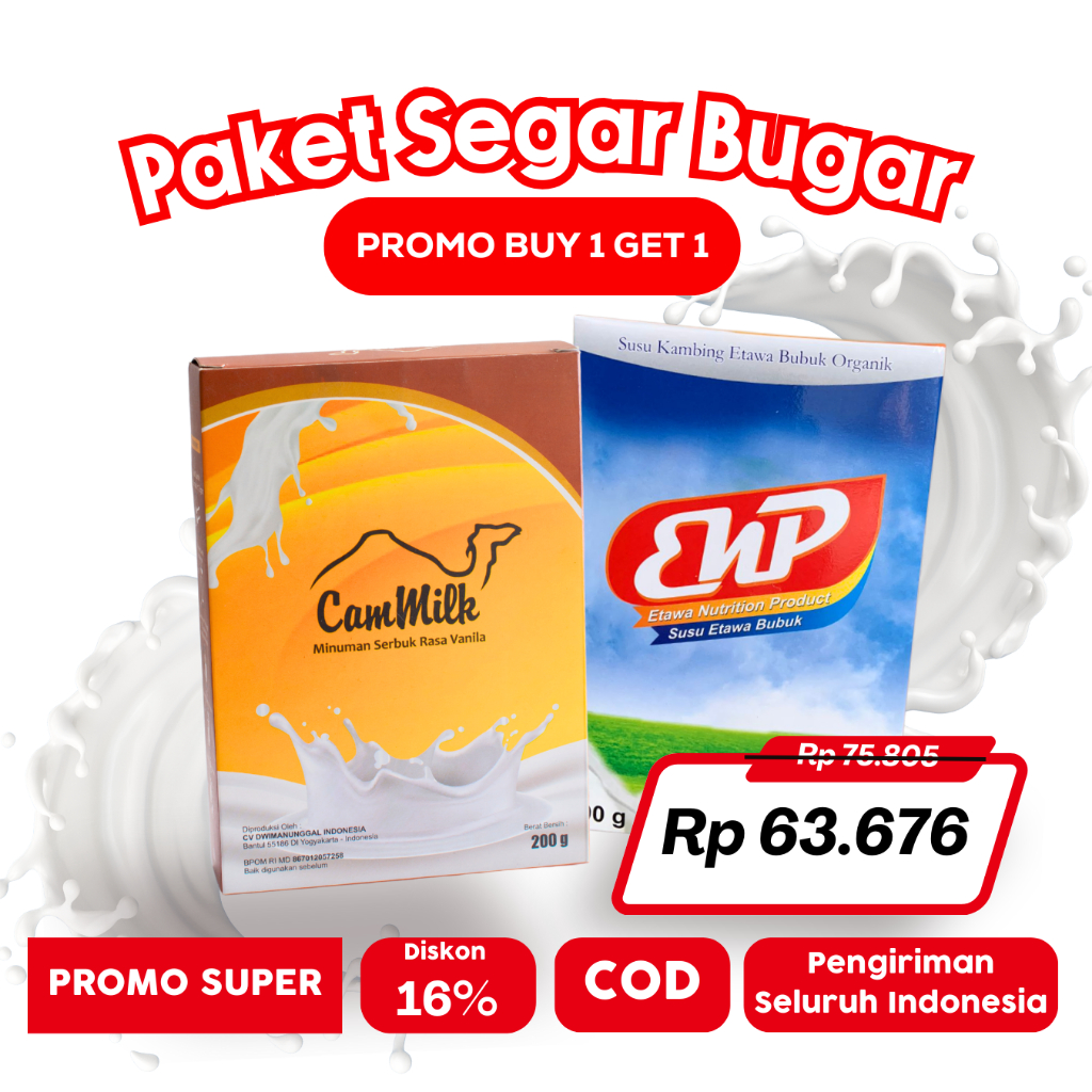 

Paket Segar Bugar Promo Buy Susu Unta Cammilk free Susu Etawa Enp