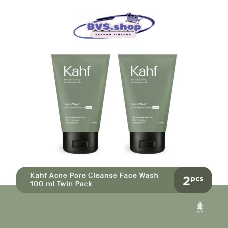 Kahf Acne Pore Cleanse Face Wash 100 ml Twin Pack - Sabun Pembersih Wajah Pria