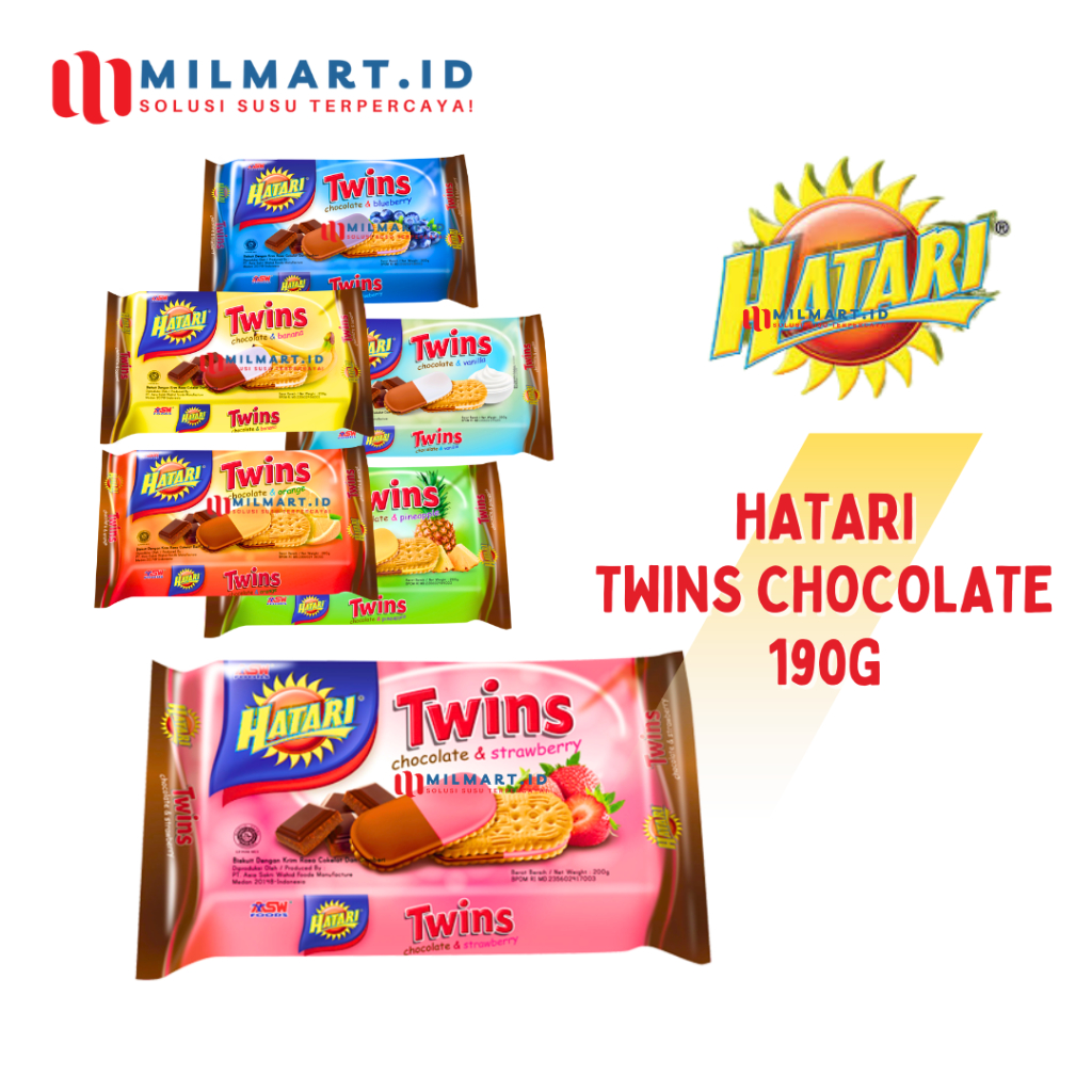 

ASW HATARI TWINS CHOCOLATE VANILA BISKUIT 190G COKLAT STRAWBERRY BANANA JAJANAN BLUEBERRY