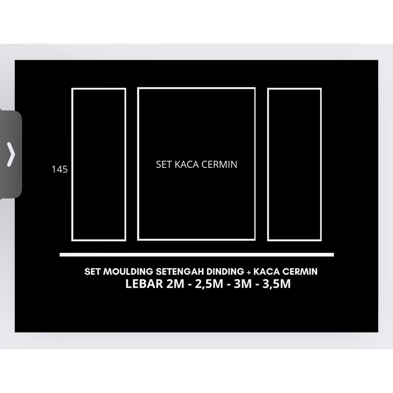 Paket Set Kaca Cermin + Wall Moulding Setengah Dinding / Paket Hemat Lengkap Tinggal Pasang