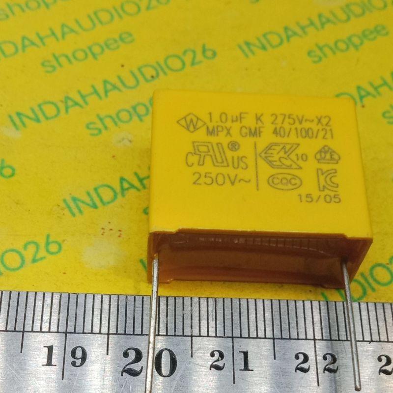 1.0UF K 275V X2  MPX GMF 23mm mkm 105 275 v 1uf  kapasitor capasitor mpx mkt bukan 400v bukan 250v